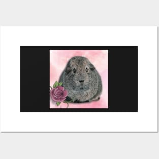 Guinea Pig Cute Rose Heart Floral Funny Design Posters and Art